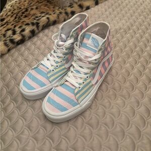Vans Pastel Striped High-Tops Multi-Colored Sneakers